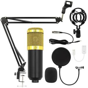 BM800 + V8 พร้อมอุปกรณ์ห้องอัดครบเซ็ต ไมค์อัดเสียง ขาตั้งไมค์ Mic Pop Filter USB Sound V8 Audio Card