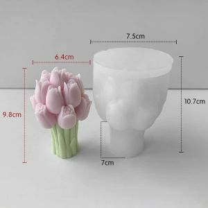 NOER 3D Tulip Candle Molds Soft Silicone Easily Demold Resin Crafts Mold  Flexible Cake Baking Tools DIY Wedding Decor