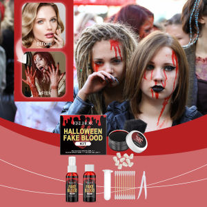 Eelhoe Halloween giả máu Bộ Plasma thả phun kết hợp trang điểm kinh dị hiệu ứng đặc biệt đạo cụ Halloween giả máu Kit Halloween hiệu ứng đặc biệt trang điểm huyết tương Bộ