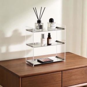 Sacesr Stainless Steel Storage Holders Simple Cosmetic Makeup Organizer Racks Multi-layer Desktop Acrylic Display Stand Home Storage 2B5Z7