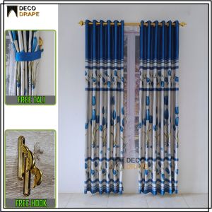 Gorden Murah Tapi Mewah Kain Blackout Tebal Motif Bunga Tulip Ungu Tinggi 230 cm