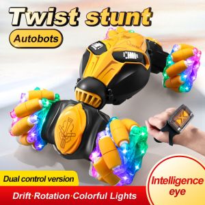 Mainan Mobil Remote Control 360 Rotation Smart Twist Stunt Car Autobots with LED USB Charge
