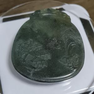 Dark Green Hetian Jade Scenery View