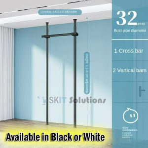 【SKIT SG】32mm Korean Standing Clothes Rack Space Saving Corner Valet Clothes Rack Hanging Pole Floor To Ceiling Adjustable Clothes Hanging Rack with Bars Heavy duty Standing Clothes Rack DIY Wardrobe Combination Hanger Toilet Rack Kitchen Rack