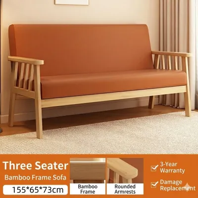 Sofa Nordic Style Sofa strong and durable 1/2/3seats Wooden Sofa with Foam Living Room Bedroom
