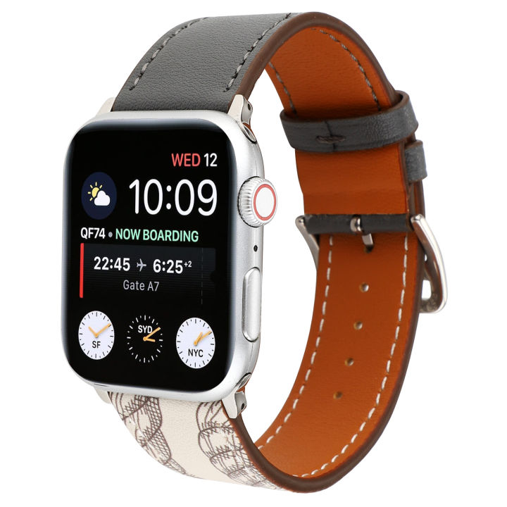 Apple watch genuine leather printing pattern strap compatible for Apple watch series 9 8 7 6 5 4 3 2 1 all version Lazada Singapore