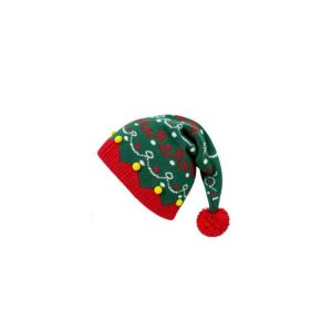 VICTORC Warm Christmas Hat Jacquard Red Green Patchwork Color Christmas Knitting Hat Fashion Christmas Tree Knitted Wool Cap Women