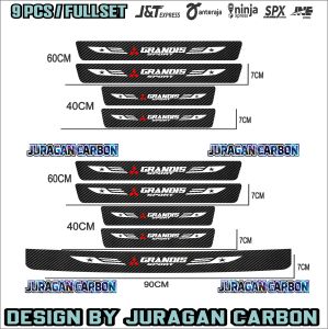 9pcs Sticker karbon anti gores mobil mitsubishi grandis carbon 3d pengaman pijakan pintu bagasi