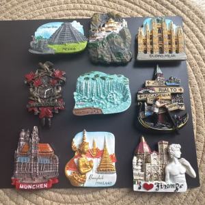1pc Fridge Magnet Souvenirs tourist cities Germany United States Venice Gugu Clock Florence Thailand Mexico Milan Cathedral Bhutan Decorative Travel Memory Collectible for Refrigerator