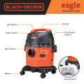 ( Combo ) Black & Decker BDWD15-XD 1400W 15 Litre Multifunction Vacuum Cleaner + 2 x 5170033-51 ( BDWD15 ). 