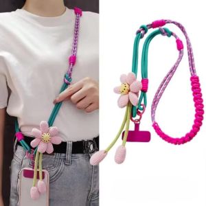 LOVELY HUT Phone Charm Flowers Phone Lanyard Detachable Crossbody Cell Phone Strap Universal Anti-lost Phone Woven Chain Women Girls