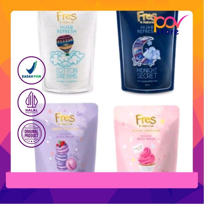 Fres & Natural Body Wash Sabun Mandi 400 ml | Fres & Natural Bar soap 72 gr| POV STORE