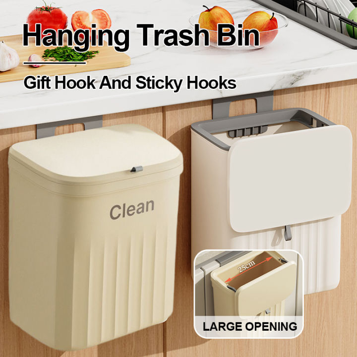 Bobbi 12L Hanging Trash Can with Cover Garbage Bin Minimalist Trash Bin