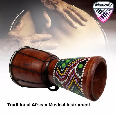 MUSLADY 6in Trống Djembe Châu Phi Chạm Khắc Gỗ Chắc Chắn Da Dê Truyền Thống Châu Phi Nhạc Cụ