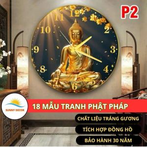 Tranh Đồng Hồ Phật Pháp 3D Chất Liệu Gương Cao Cấp Trang Trí Phòng Khách Phòng Thờ Ý nghĩa