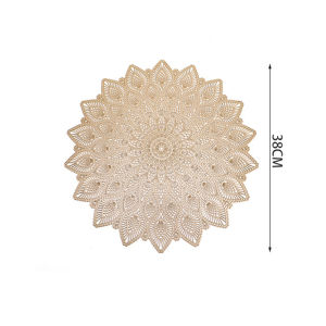 PVC Dining Table Mat Hollow Feather Shaped Dining Table Mat Anti Scald and Heat-insulating Pad Decorative Placemat 38*38cm