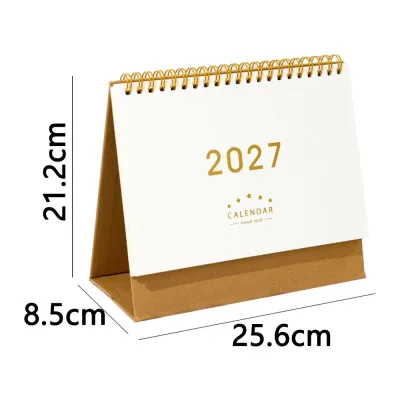 NOBLELUX Standing 2027 Desk Calendar Monthly Layout Multi-function Desktop Paper Calendar Simple Style Coil Calendar Home Office
