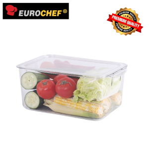 Eurochef Refrigerator Organizer Stackable Fridge Organizers Storage Box with Cover Cutout Handles Freezer Storage Container Kitchen Home House Fruits Vegetables Store Gift Present Christmas