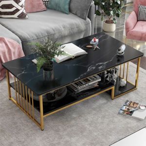 Bàn Trà Sofa Phòng Khách Mặt Gỗ Họa Tiết Vân Đá 3 Tầng Khung Thép Chắc Chắn Kích Thước 100x50cm