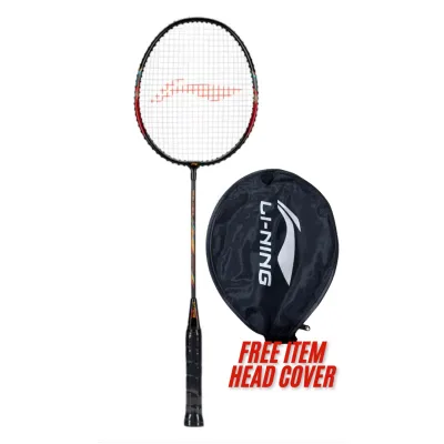 Li-Ning Badminton Racket XP 60 Black/Fire Red AYPU165-1 Bundle Head Cover