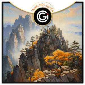 Tranh phong cảnh mây núi. Tranh treo tường dán tường Canvas. CGI-229