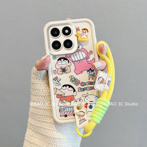 New Phone Case Honor X7C Honor 200 Smart 5G 4G Ins Fun Cute Cartoon Briquette Kuromi Bear Stitch Anti-drop Leather Grain Casing with Lanyard 2025