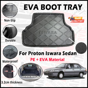 ✨ For Proton Iswara Sedan All Generation EVA Copolymer Car Boot Tray Luggage Cargo Trunk Tray Dulang But Kereta Durable Easy Clean 100% Custom Fit Waterproof Tahan Lama Senang Pasang Senang Cuci Kalis Tahan Lama Air 汽车后箱垫