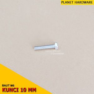Baut M6 x 33 Kunci 10 mm Panjang 33 mm Galvanis Harga Untuk 5 Pcs