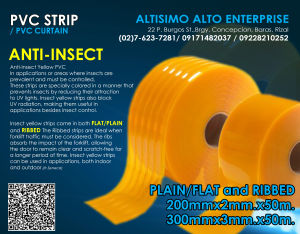 PVC Strip Curtain 200mm x 2mm x 50 meters Yellow Anti-Insect Plain Type