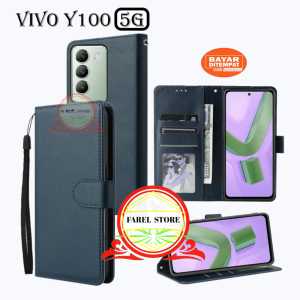 LEATHER CASE PREMIUM UNTUK HP VIVO Y100 (5G) NEW 2024 FLIP WALLET DOMPET HP UNTUK VIVO Y100 (5G) NEW 2023