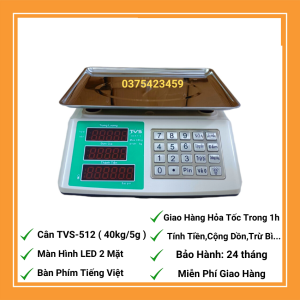Cân Điện Tử Tính Tiền Tích Điện TVS-512- 40Kg/5g -Siêu Bền - Siêu Chính Xác - Bảo Hành 2 NĂM
