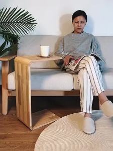 CraftedLiving SG-Side Table Solid Wood U-Shaped Bedside Table C-Shaped Storage Rack Corner Creative Living Room Coffee Table