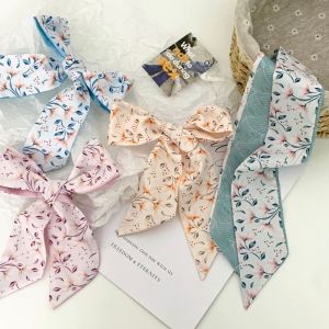 NEXTYOO Floral Print Thin Ribbon Scarf Headband Multi-use Skinny Silk Scarf Spring Summer Decorative Ribbon Bag Handle Decoration