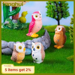 fanghui Mini Resin Animal Owl Figurines Micro Landscape Car Dashboard Home Desktop Ornaments