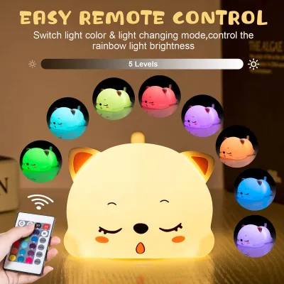LED Night Lights Cute Sheep Panda Rabbit Silicone Lamp USB Rechargeable Timing Bedside Decor Kids Baby nightlight Birthday Gift