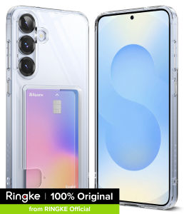 Ringke Fusion Card Compatible with Samsung Galaxy S25 Plus Case Back Cover Transparent Hard Back Soft Flexible TPU Bumper with Built-in Slim Card Holder Wallet Scratch Resistant Natural Form