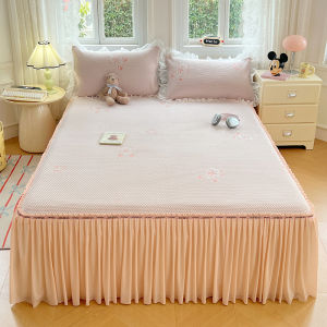 SUNLIGHT HOME Ice Bean Lace BedsheetCooling Fitted Bed SheetBreathable Mattress Protector