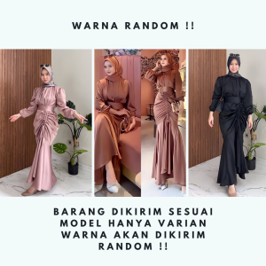 Ghazlan Fashion - Vanya Long Dress Bahan Satin Silk / Baju Gamis Wanita Lebaran 2026 / Busana Muslim Wanita / Gamis Wanita Dewasa / Gamis Remaja Kekinian Viral