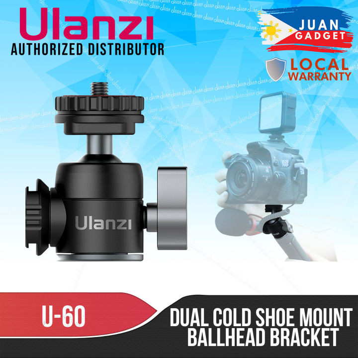 Ulanzi U-60 Mini Aluminum Tripod Ball Head with Dual Cold Shoe Mount Bracket 360 Degree Rotatable Base | JG Superstore