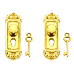 2Pcs 1/12 Miniature Door Locks with Keys Set Vintage Dollhouses Decorations Accessories Mini Dollhouses Door Locks and Key