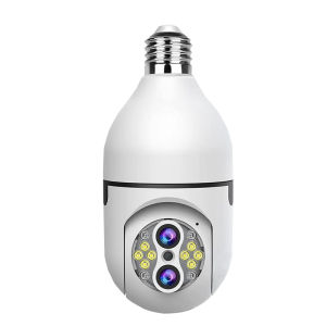 กล้องรักษาความปลอดภัยไร้สายเลนส์คู่คมชัดระดับสูง OVERSCAM 8MP 10X ติดตามรถยนต์ซูม355 ° พาโนรามาระบบ WiFi PTZ E27 CCTV Wi-Fi IPC360กล้องหลอดไฟ