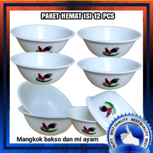 Isi 12 PCS!! Mangkok plastik ayam jago putih / mangkok bakso / mangkok plastik / wadah sup / mangkok es / wadah kuah / kobokan