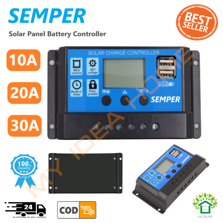 Solar Controller Semper Brand 10A 20A 30A 12V/24V PWM solar Charge ...