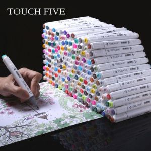 AICRANE TouchFive Official Original 168/80/60/40/30Colors Dual Head Markers Brush Pen Sketch Alcohol Based 24/12 Colour  copic touch five marker Manga Drawing Pens Art Supplies