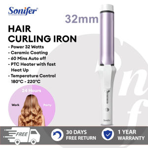 Sonifer Curler Iron Professional Curling Stick 32mm MultiFunction Styler Stick Curling lron Ceramic glaze coating 20 million negativeions