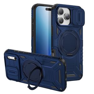 Dteck For iPhone 18 Pro Max 17 16 15 14 Shockproof Case with Rotating Phone Ring Holder Kickstand/Slide Camera Cover Compatible with MagSafe Hard Plastic Shell Protective Rugged Magnetic Slim Cover Orange