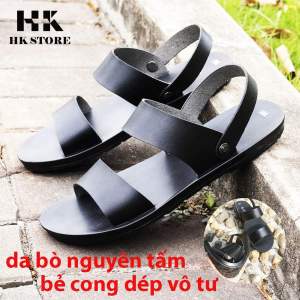 Dép sandal nam 2 quai da bò nguyên miếng thật 100% có bảo hành đầy đủ - kiểu dáng trẻ chung thanh niên thoáng mát và đi lại nhẹ nhàng.