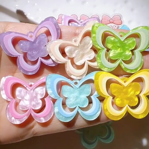 Trọng lượng nhẹ rỗng hình bươm bướm quyến rũ bền Acrylic bướm làm mặt dây chuyền tự làm dây chuyền Vòng tay hạt