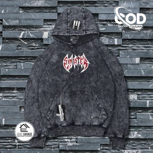 Jaket Hoodie Sandwash Pria Distro Estetik Bahan Fleece Tebal 300Gsm Premium Ukuran M L XL XXL Oversize Sweater Jumper Hudie Keren Washing Sablon Sinister Terbaru 2024 Brand Lokal Lengan Panjang