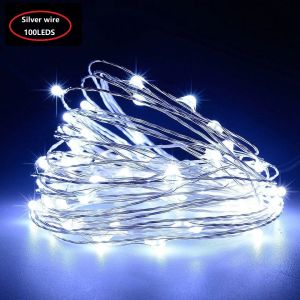 LED Solar Light String Ground Plug Outdoor Waterproof Copper/Silver Wire Light String Garden Landscape Decoration Tree Rattan Small Lantern